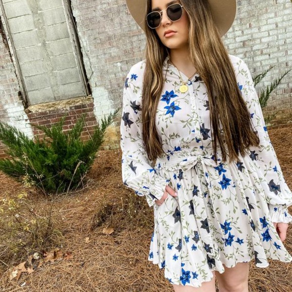 Free People Dresses & Skirts - Free People Lighten Up Mini floral  in Tea Combo sz XS NWT